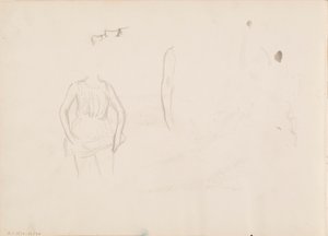 Frau, die den Saum hebt, Gesicht, Arm von Albert Edelfelt