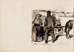Pferdekarren, drei Personen von Albert Edelfelt