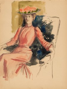 Sitzende Frau mit Hut von Albert Edelfelt