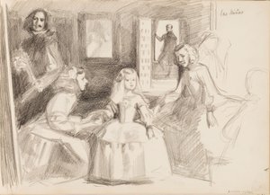 Las Meninas, Skizze nach Diego Velázquez von Albert Edelfelt