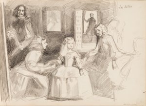 Las Meninas, Skizze nach Diego Velázquez von Albert Edelfelt