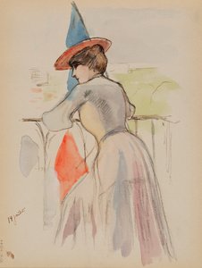 Frau auf dem Balkon von Albert Edelfelt