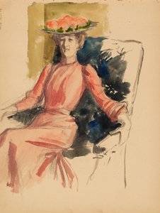 Sitzende Frau mit Hut