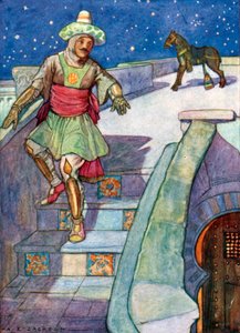 Der Prinz ließ das verzauberte Pferd auf der Terrasse zurück