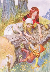 Sehr vorsichtig schnitt sie den weichen weißen Bart (aus der Geschichte Schneeweißchen und Rosenrot), Illustration aus A Staircase of Stories, veröffentlicht von Thomas Nelson & Sons Ltd 1940er Jahre