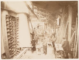 Männer bei der Arbeit während des Baus der Freiheitsstatue, Paris