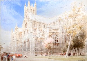 Kathedrale von Canterbury. Eine Soldatenparade von Albert Goodwin