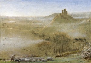 Corfe Castle, Maienmorgen, ca. 1860–ca. 1932 von Albert Goodwin