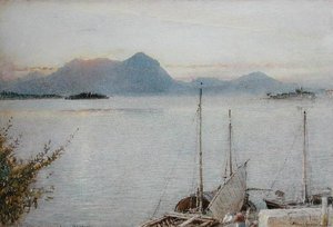 Sonnenaufgang von Baveno, Lago Maggiore von Albert Goodwin