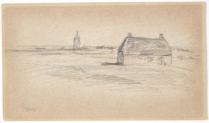 Bauernhaus und Kirchturm von Albert Gottschalk