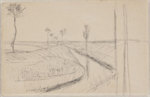 Landschaft mit tiefem breiten Graben oder Kanal von Albert Gottschalk