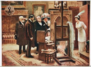 Kunst. Schöne Künste. Maler zeigt sein Werk. Postkarte von Alfred Guillaume, Frankreich, ca. 1920
