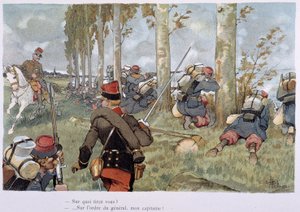 Während der Aktion - in „Militäralbum“ von Albert Guillaume (1873-1942), ca. 1900