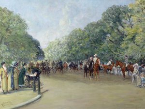 Blick auf den Hyde Park mit Figuren auf der Rotten Row