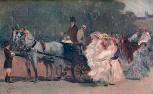 Weißer und rosa Tüll - Im Park, ca. 1900