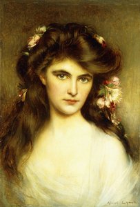 Eine junge Schönheit mit Blumen im Haar von Albert Lynch