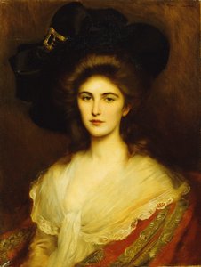 Porträt einer eleganten Dame mit schwarzem Hut von Albert Lynch