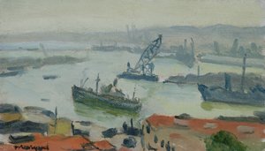 Der Hafen von Algier, kein Datum (Öl auf Holz) von Albert Marquet