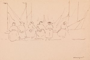 Sechs Frauen auf einem Kai von Albert Marquet