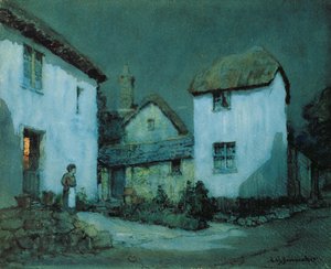 Eine mondbeschienene Straße, Heavitree, Exeter von Albert Moulton Foweraker
