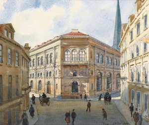 Ansicht der Börse von Riga, Aquarell von Albert Benois (1852-1936) - 1880 Dim 22,5x27 cm Private Sammlung von Albert Nikolaevich Benois
