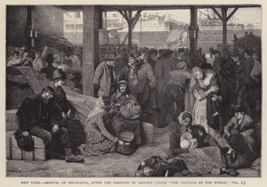 New York - Ankunft der Auswanderer (Lithografie) von Albert Pierre Dawant
