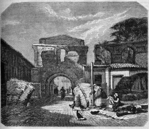 Gallorömische Architektur; Ansicht des Gallien-Palastes (Amphitheater aus dem 3. Jahrhundert). Bordeaux, Gironde (33) von Albert Pierre Rene Maignan
