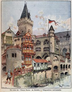Eine Ecke von Robidas „Altes Paris“ auf der Weltausstellung. Titelblatt „Le Petit Français Illustré“ vom 26.05.1900.