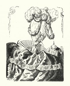 Absurde Frauenfrisur von Albert Robida