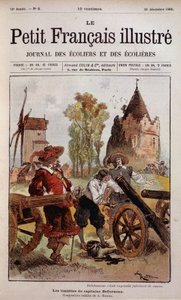 Bellehumeur hatte improvisierten Kanonenhersteller - Die Schüchternheit von Kapitän Bellormeau von Robida. Titelblatt „Le Petit Français Illustré“ vom 30.12.1899.
