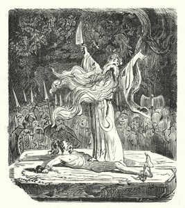 Druide führt ein Menschenopfer durch von Albert Robida
