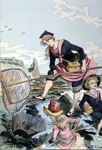 Fischen nach Flusskrebsen am Meer