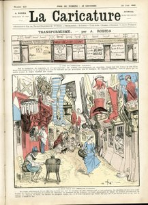Illustration von Albert Robida (1848-1926) für das Cover von La Caricature (1880) von Albert Robida