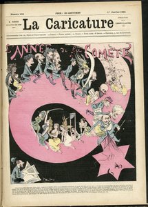Illustration von Albert Robida (1848-1926) für das Titelblatt von La Caricature (1880) von Albert Robida