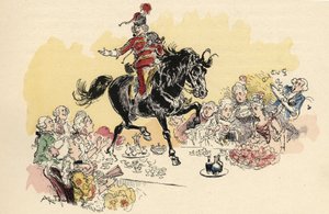 Illustration von Albert Robida in „Geschichte und Abenteuer des Baron von Münchhausen“, H. Laurens Ed., Ende des 19. Jahrhunderts. von Albert Robida