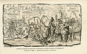 Illustration von Albert Robida (1848-1926) in Histoire de France tintamarresque, ca. 1880 - Gare, Ancien regime, Sizilien - Philippe I