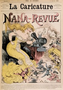 Nana-Revue: Karikatur über Zola und sein Werk „Nana“ von Robida - in „La Caricature“ vom 03.01.1880 von Albert Robida