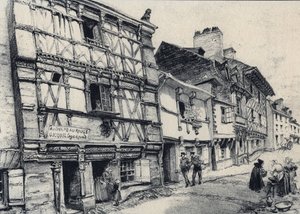 Rue Fardel in Saint Brieuc - Altes Frankreich - Bretagne - Text, Zeichnungen und Lithographien von Albert Robida (1848-1926) undatiert Ende 19. Jahrhundert von Albert Robida