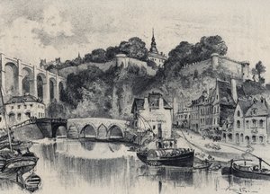 Die Stadt Dinan - Alte Frankreich - Bretagne - Text, Zeichnungen und Lithographien von Albert Robida (1848-1926) undatiert Ende des 19. Jahrhunderts