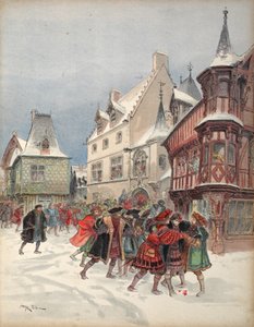 Der König verwundet während eines Scheingefechts im Haus von St. Pol in Romorantin, Illustration aus 