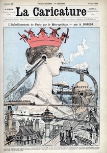 Die Verschönerung von Paris durch die Metro, Illustration der Antizipation von Albert Robida (1848-1926), in „La Caricature“ vom 19.06.1886