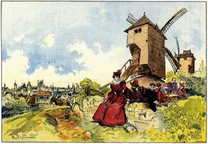 Die Windmühlen der Butte Montmartre in Paris im 16. Jahrhundert