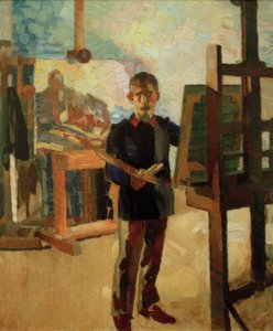 Selbstbildnis in der blauen Litewka von Albert Weisgerber