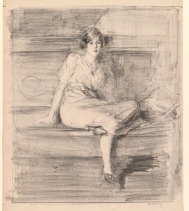 Ohne Titel (Junge Dame sitzend) von Albert de Belleroche