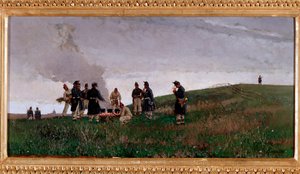 Am Feuer. Biwak von Soldaten der italienischen Armee