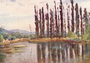 In der Nähe des Tempels von Clitumnus (Farblithografie) von Alberto Pisa