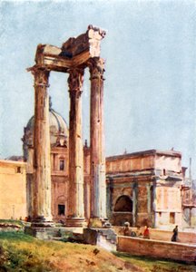 Tempel des Vespasian vom Portikus der Dii Consentes von Alberto Pisa