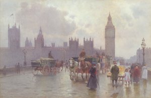 Die Houses of Parliament von der Westminster Bridge, ca. 1900 von Alberto Pisa