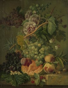 Stillleben mit Blumen und Früchten von Albertus Jonas Brandt