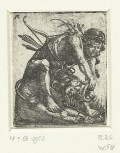 Herkules tötet den nemeischen Löwen von Albrecht Altdorfer